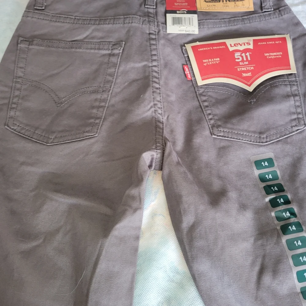 Levi 511 Slim Fit Sueded Twill Jeans Boy's Size 14 - Picture 3 of 10